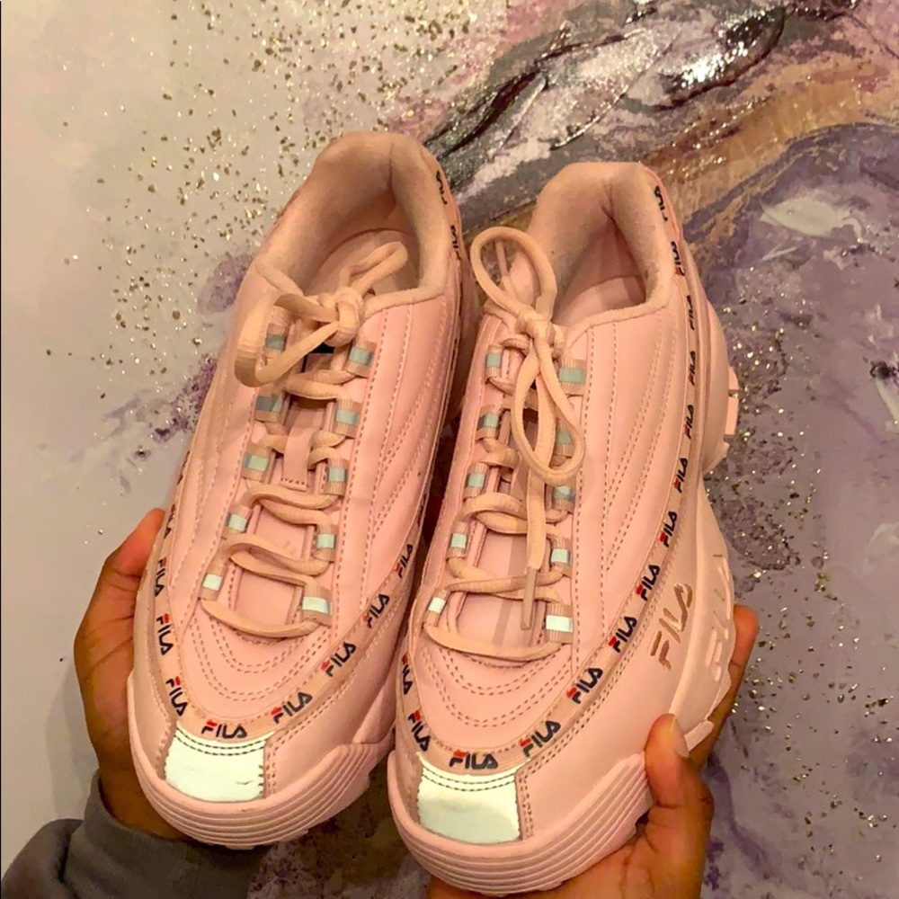 Very vibrant pink Filas and cute for street wear !